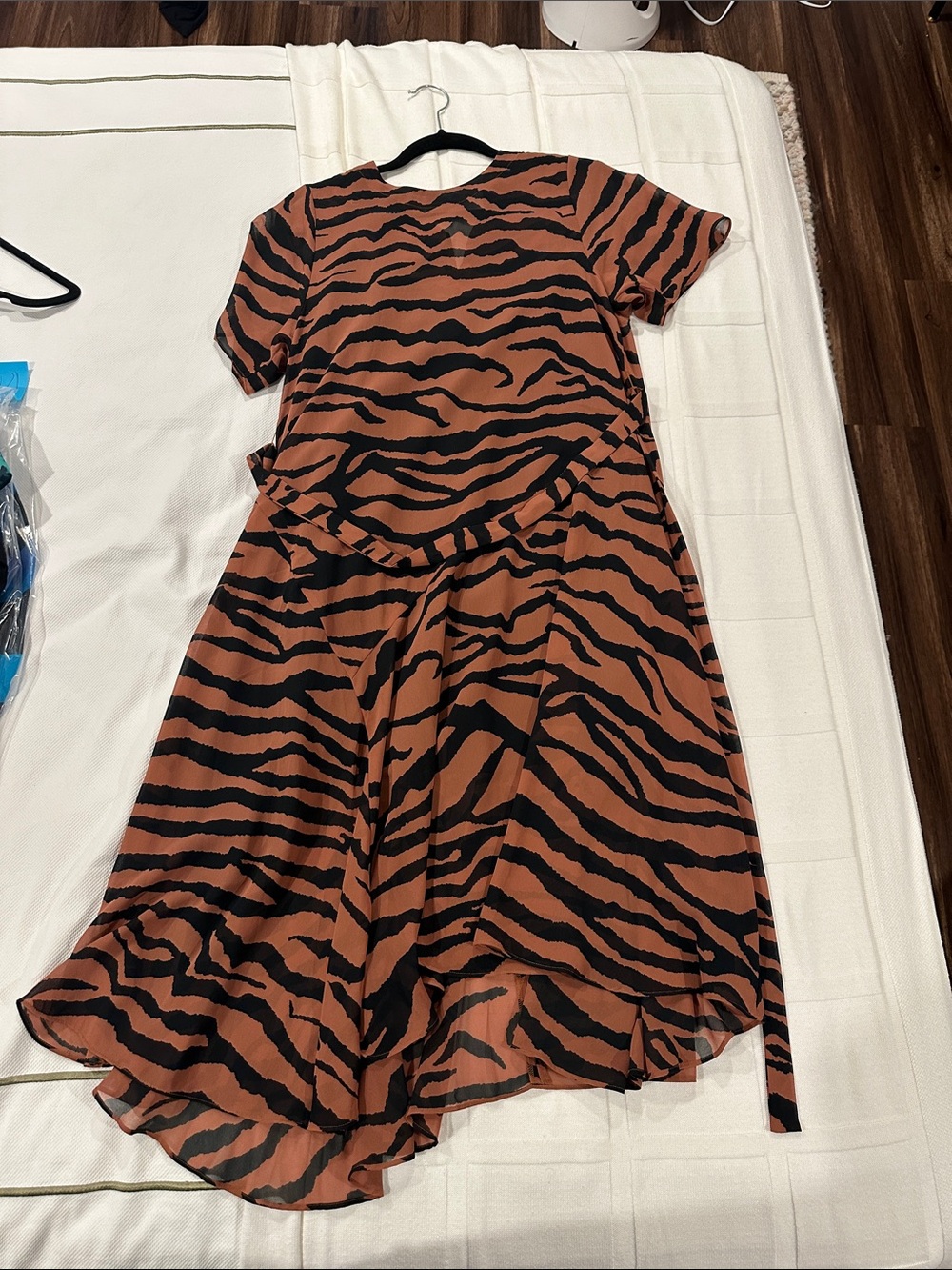 All Saints Rust and Black Tiger-Print Midi Dress